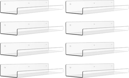 upsimples 8 Pack Acrylic Shelves Wall Organizer and Storage, 15" Display Shelf for Figure, Toy
