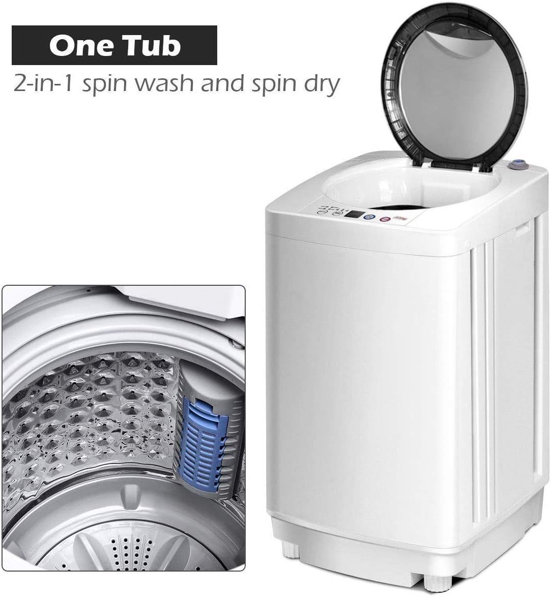 Giantex Portable Washing Machine, Full Automatic Washer and Dryer Combo, with Built-in Pump Drain 8