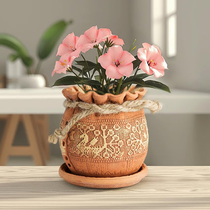 Ceramic Pot with Drainage Hole and Saucer, Plant Pots, Modern Decorative Planters for House Plants