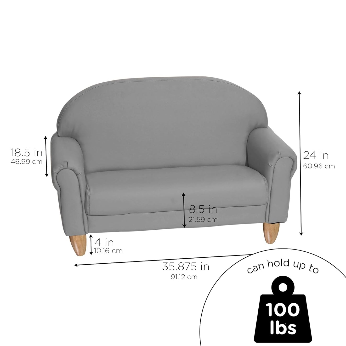Children's Factory As We Grow Sofa, Gray, CF805-314, Playroom Couch, Daycare Furniture, Kids