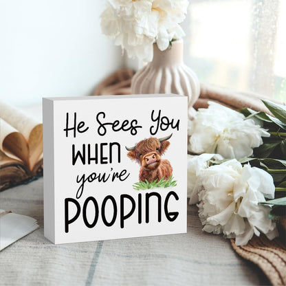 Funny Highland Cow Bathroom Decor Are You Pooping Sign Highland Cow Gifts for Women Highland Cow