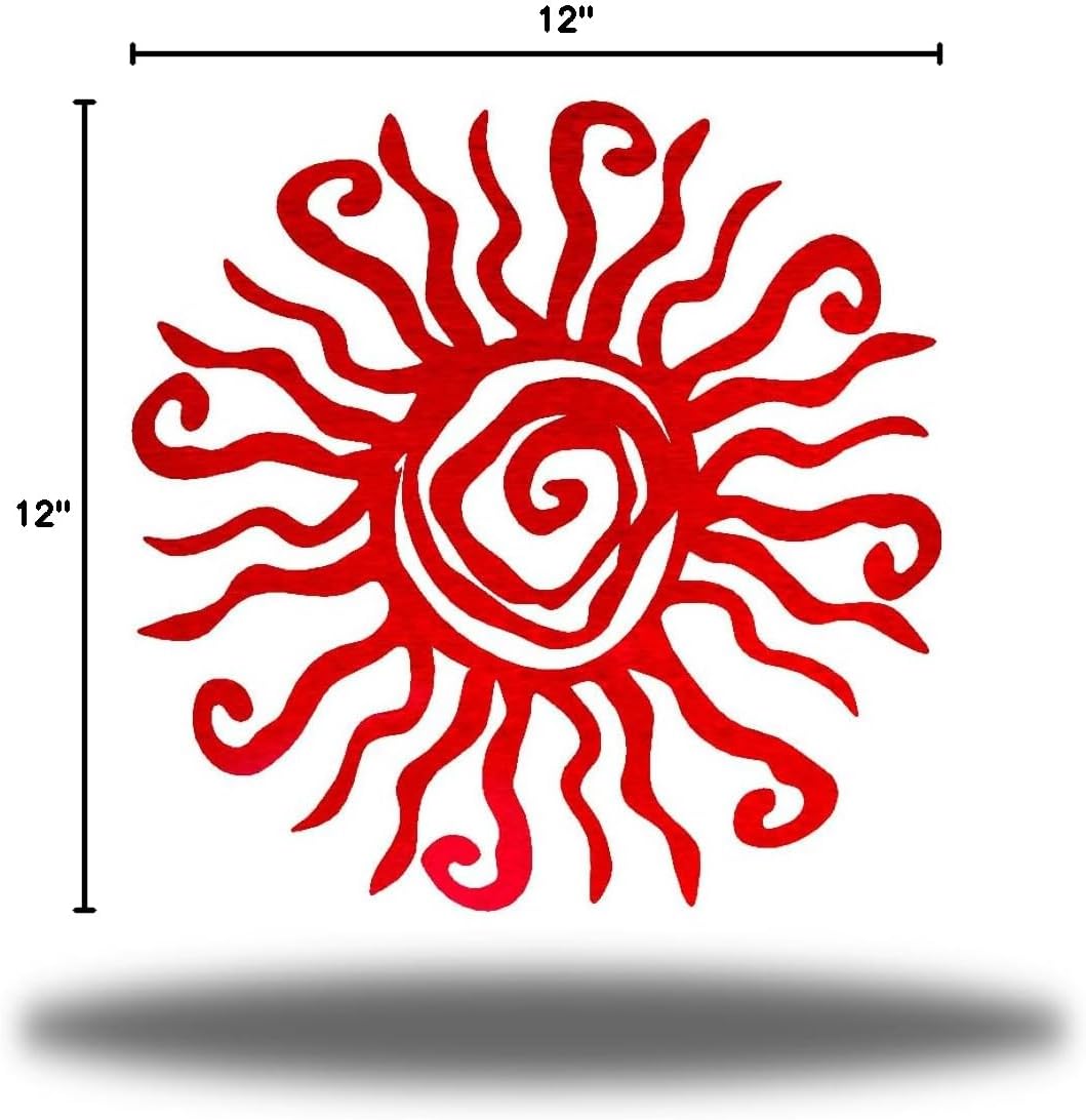 Riverside Designs Wacky Sun Metal Wall Art Indoor/Outdoor Decor - 12" Red Rust Proof Wall Sculpture