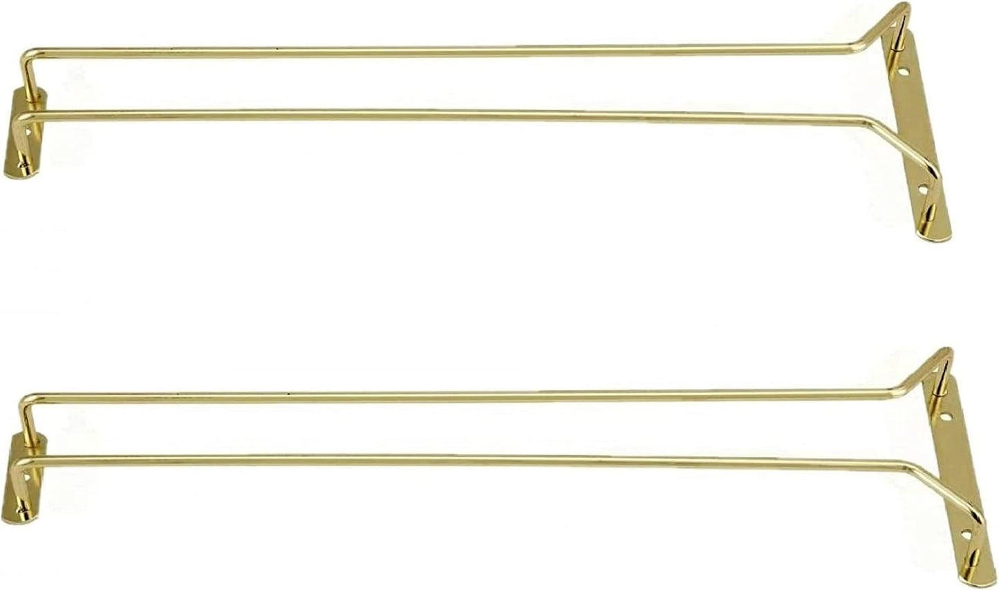 TrueCraftware- 16-Inch Wine Glass Rack Brass Finish Set of 2- Stemware Rack Wire Hanging Rack Under