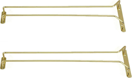 TrueCraftware- 16-Inch Wine Glass Rack Brass Finish Set of 2- Stemware Rack Wire Hanging Rack Under