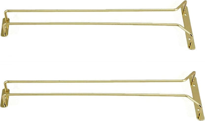 TrueCraftware- 24-Inch Wine Glass Rack Brass Finish Set of 2- Stemware Rack Wire Hanging Rack Under