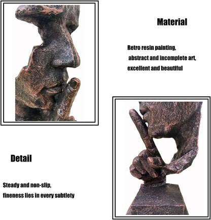 Silence is a Golden Statue Modern Mens Creative Office Home Room Decorations Sculpture Bookshelf