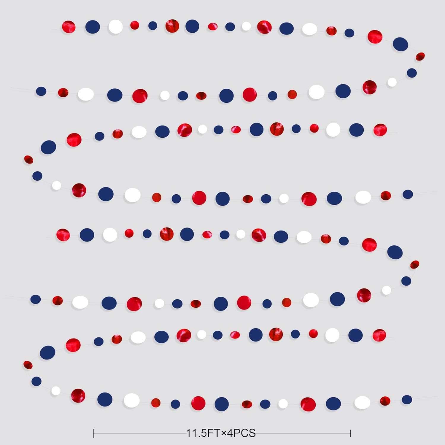 46 Ft Navy Blue Red White Circle Dots Garlands Royal Blue Red Hanging Paper Polka Dots Streamer for