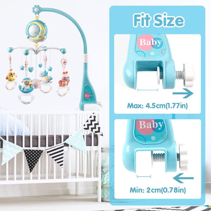 Baby Musical Crib Mobile with Timing Function Projector Lights,Stand-Along Rattles and 150 Melodies