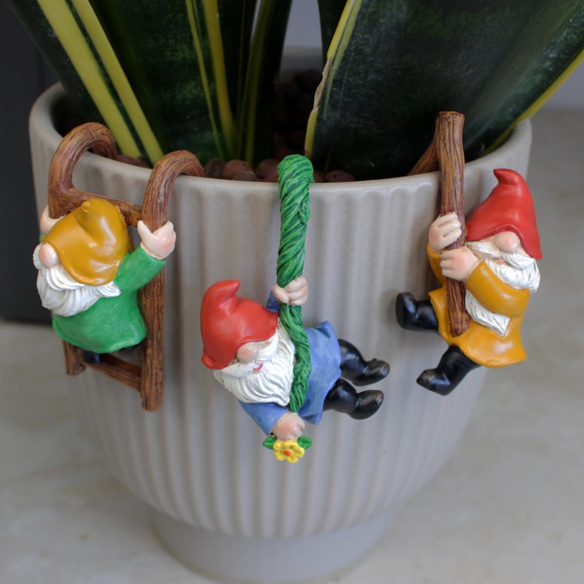 3 PCS Climbing Gnomes Tree Faces Decor Outdoor for Yard, Gnomes Statue, Outdoor Fairy Garden Resin