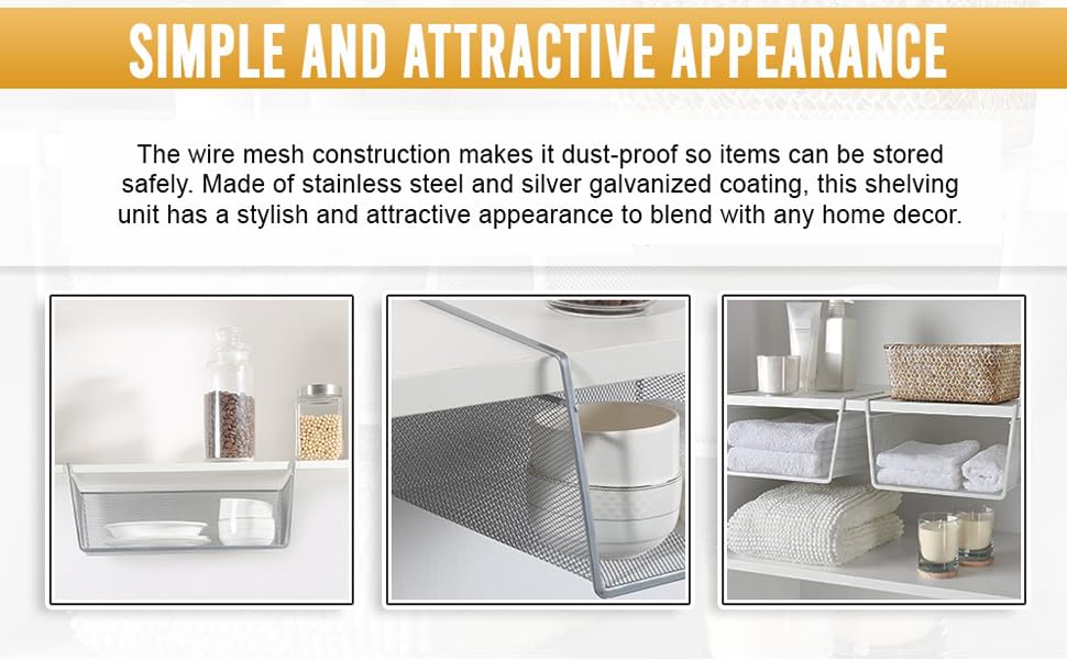 YBM Home Under Shelf Basket - Mesh Stainless Steel Storage Under Cabinet Hanging Basket Rack