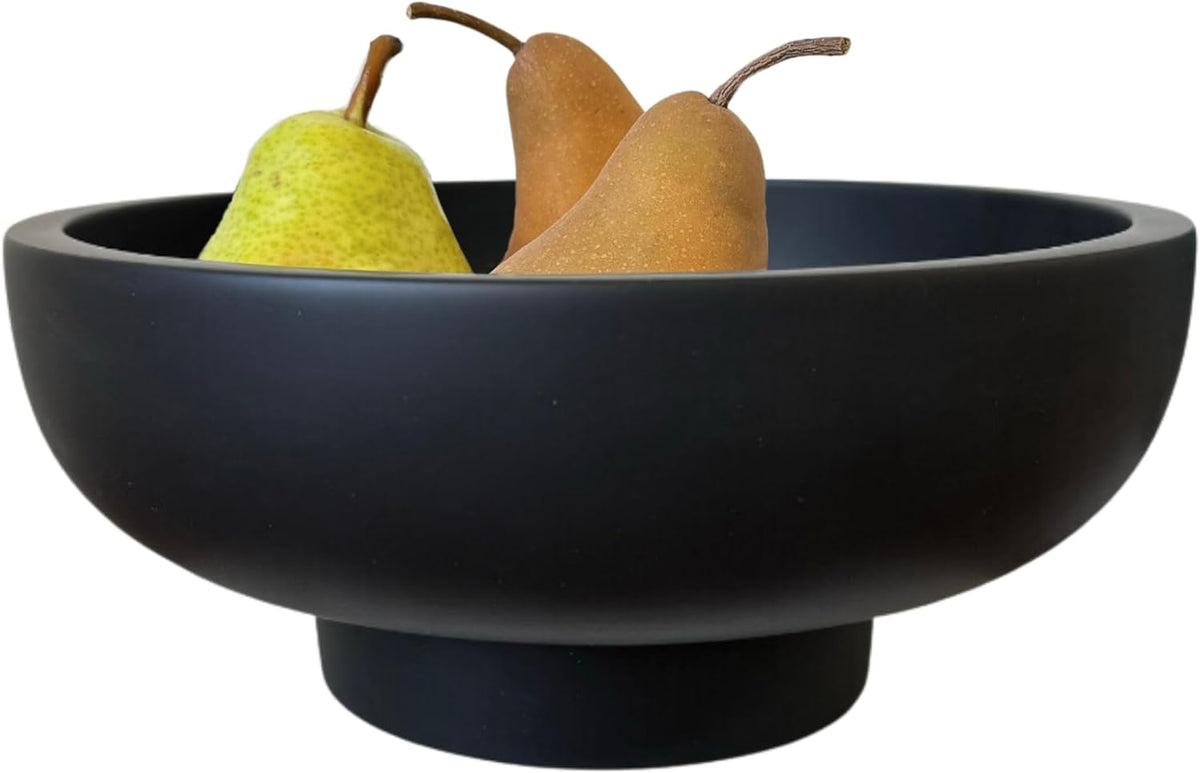 OAKOA Concrete Black Decorative Bowl for Home Decor - Black Fruit Bowl - Modern Pedestal Coffee