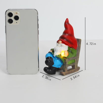 Garden Gnome Statue Solar Light Miniature Outdoor Decor Gnome Figurine for Outdoor Indoor Home Lawn