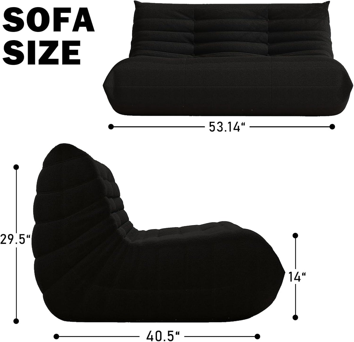 Bean Bag Chair, Loveseat Fireside Chair Bean Bag Sofa Large Bean Bag Chair for Adults, 2 Seater