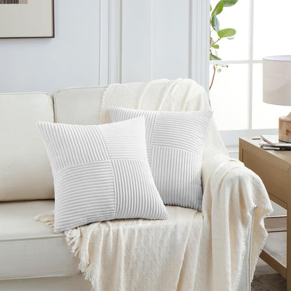 Fancy Homi 2 Packs Pure White Decorative Throw Pillow Covers 16x16 Inch for Living Room Couch Bed