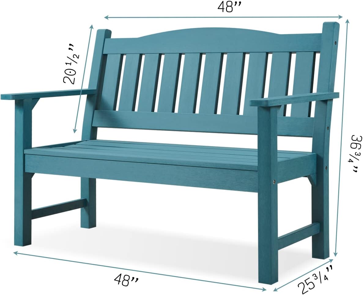 Psilvam 2-Person Outdoor Memorial Bench, All-Weather Poly Lumber Garden Bench, Rot-Resistant
