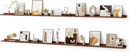 Floating Picture Ledge Shelves for Wall Set of 2, 95 Inches Picture Ledge Shelf with Long Large