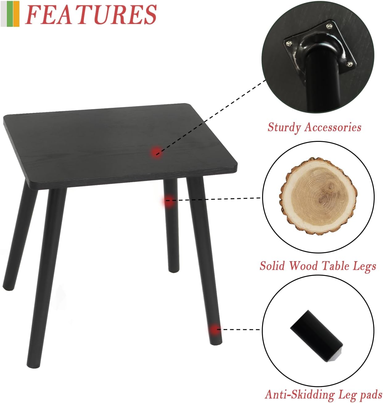 AWASEN Side Table, Small Black End Table for Living Room Bedroom Office Small Spaces, Modern Accent