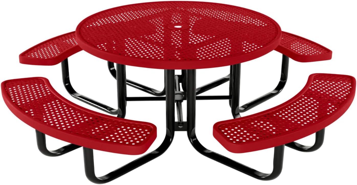 Coated Outdoor Furniture Heavy-Duty Portable Outdoor Kids Table with Umbrella Hole, Punched Steel
