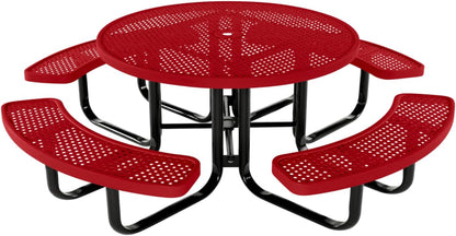Coated Outdoor Furniture Heavy-Duty Portable Outdoor Kids Table with Umbrella Hole, Punched Steel