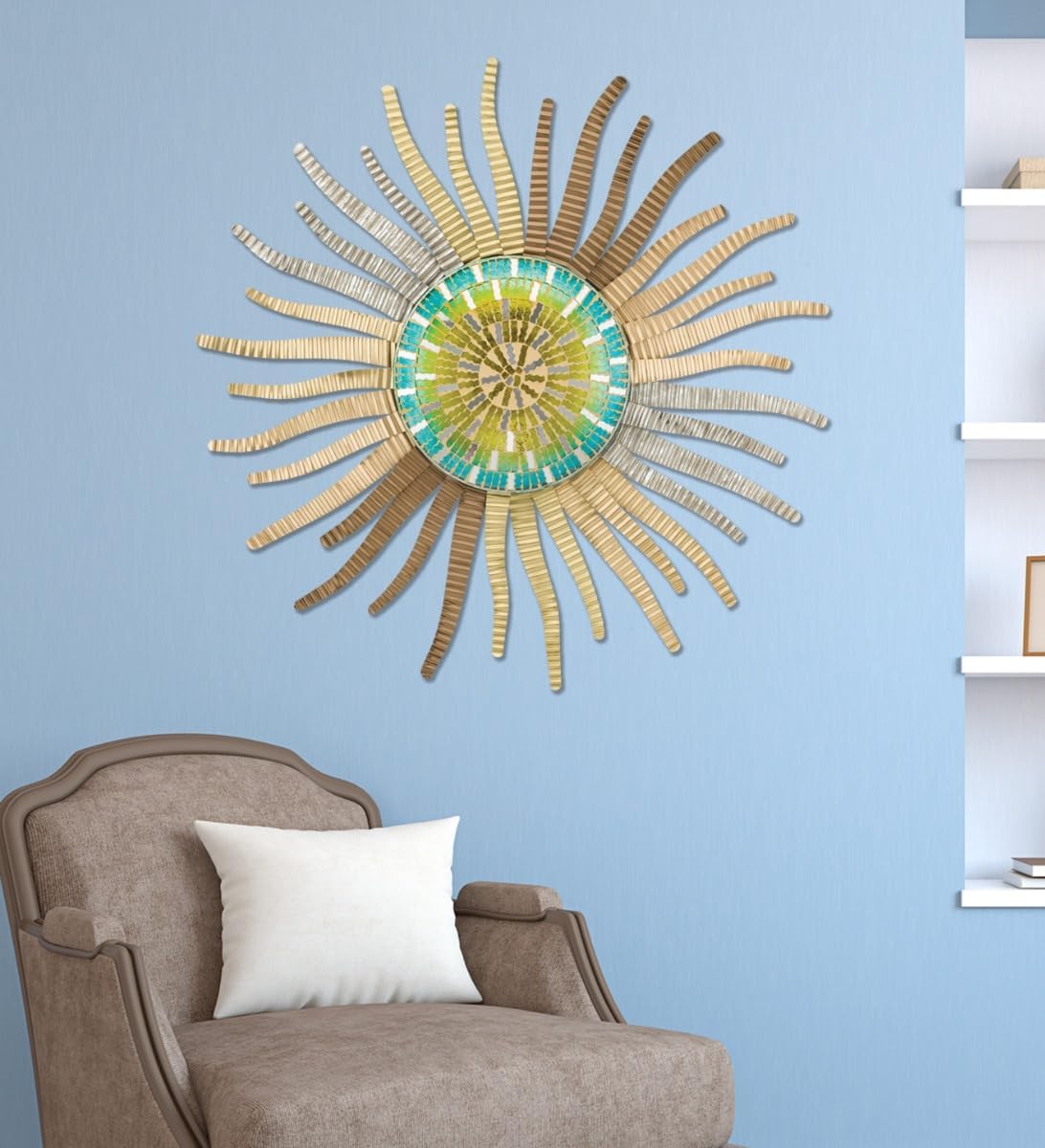 Regal Art & Gift Wavy Large Metal Sun Wall Decor - 30 Inch | Indoor Outdoor Rust-Resistant Sunburst
