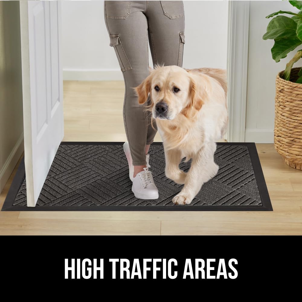 GORILLA GRIP 100% Waterproof All-Season WeatherMax Doormat, 72x24, US Designed Natural Rubber