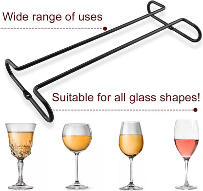 Enenes Heavy Duty Metal Stemware Rack 2 Pack, 10.3 Inch Under Cabinet Hanging Wine Glass Holder for