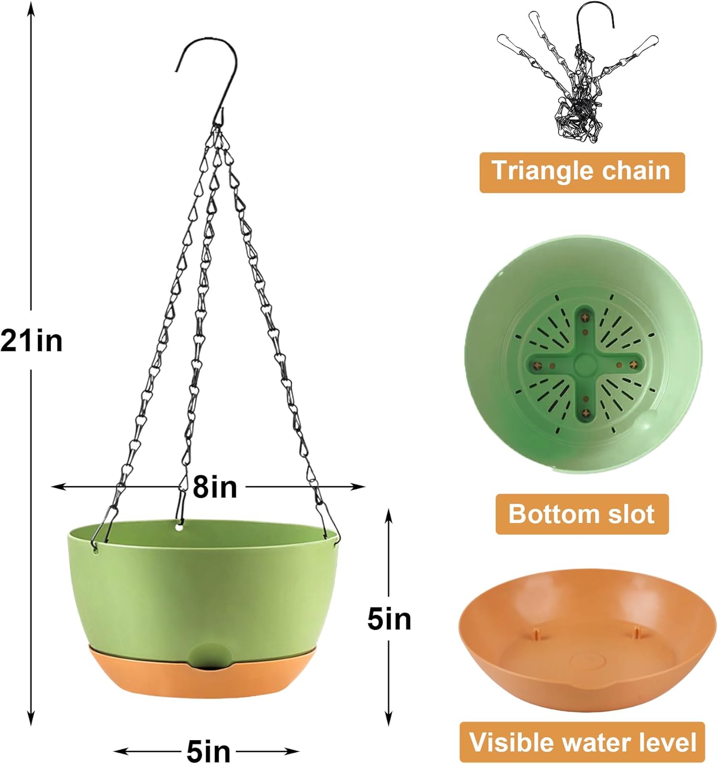 4 Pack Plastic Hanging planters for Indoor Plants,8 Inch Plant Pot Indoor Outdoor Hanging