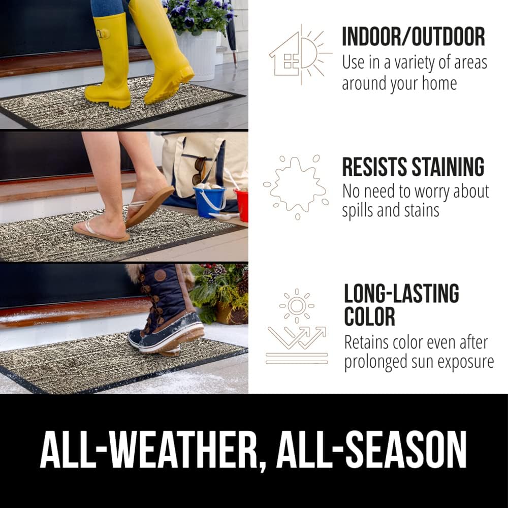 GORILLA GRIP 100% Waterproof All-Season WeatherMax Doormat 35x23, US Designed Natural Rubber, Stain