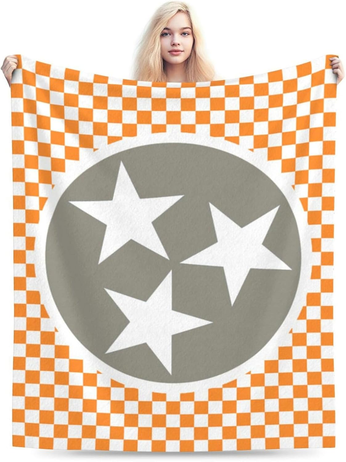 HGOD DESIGNS Tennessee Throw Blanket Ultra Soft Warm All Season Tennessee Orange Grey Star Flag