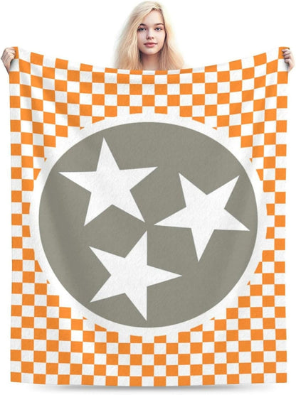 HGOD DESIGNS Tennessee Throw Blanket Ultra Soft Warm All Season Tennessee Orange Grey Star Flag