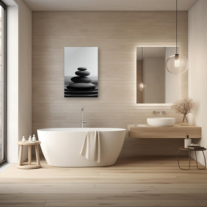 DOARTDO Zen Stone Canvas Wall Art Black and White Spa Stones Picture Print Modern Meditation Spirit