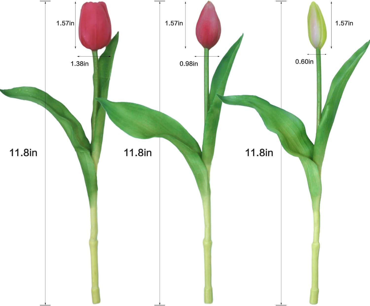 15pcs Artificial Tulips Flowers, Fake Tulips Real Touch, Faux Latex Bouquets, for Party Wedding