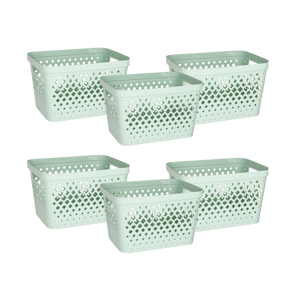 Glad Plastic Storage Basket Set, Value Pack of 6 | Open Storage Bins for Shelves, Bathroom, Pantry