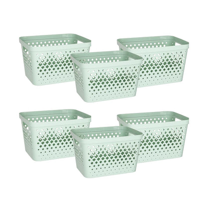 Glad Plastic Storage Basket Set, Value Pack of 6 | Open Storage Bins for Shelves, Bathroom, Pantry
