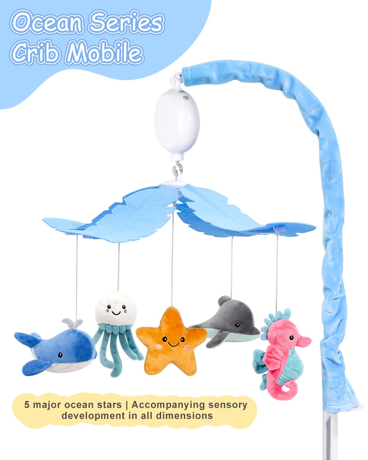 FEISIKE Baby Crib Mobile with 35 Lullabies, 3 Modes Rotation & Music, Adjustable Volume, Nursery