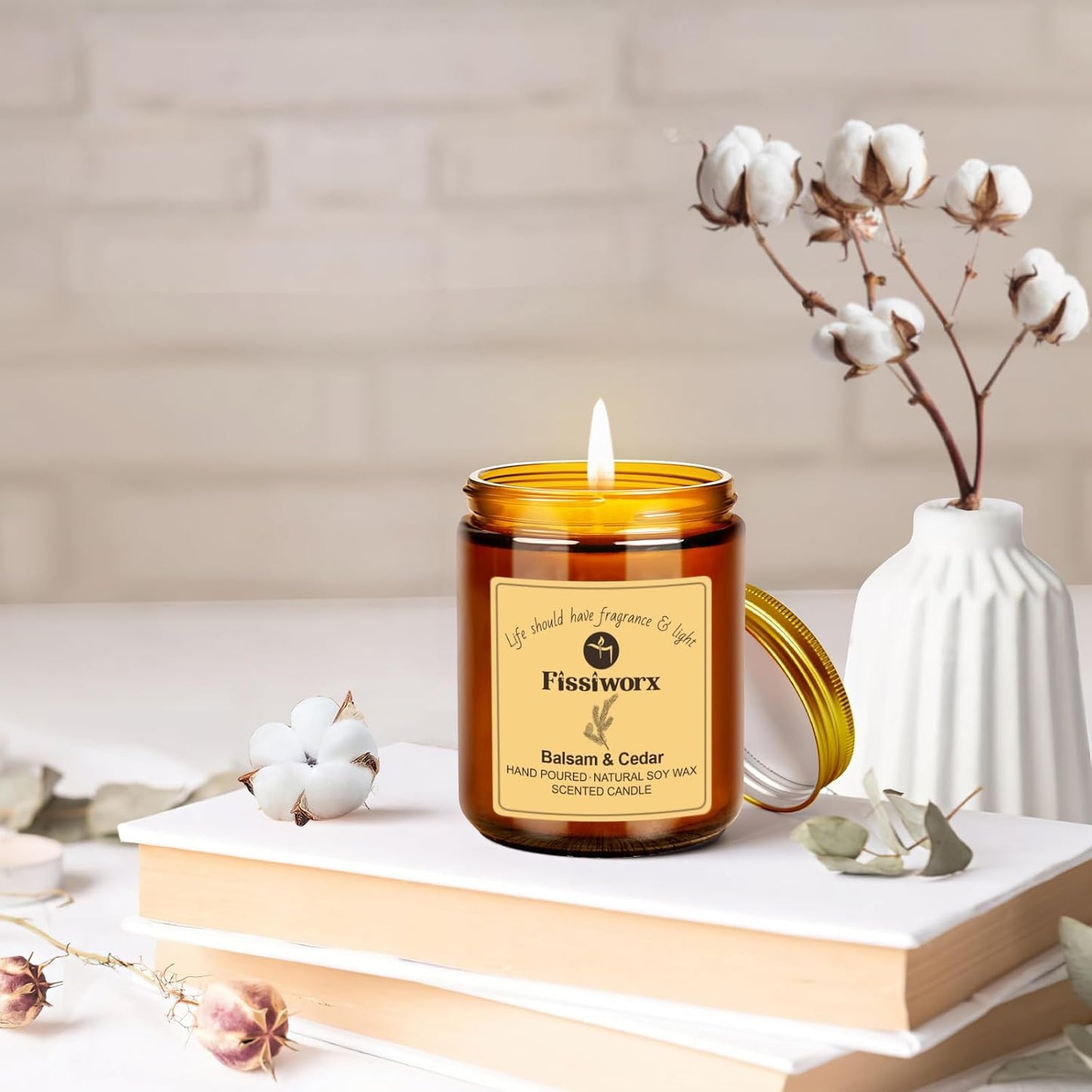 Balsam & Cedar Scented Candle Set 2 Pack – Natural Soy Wax Hand-Poured – Relax and Relieve Stress