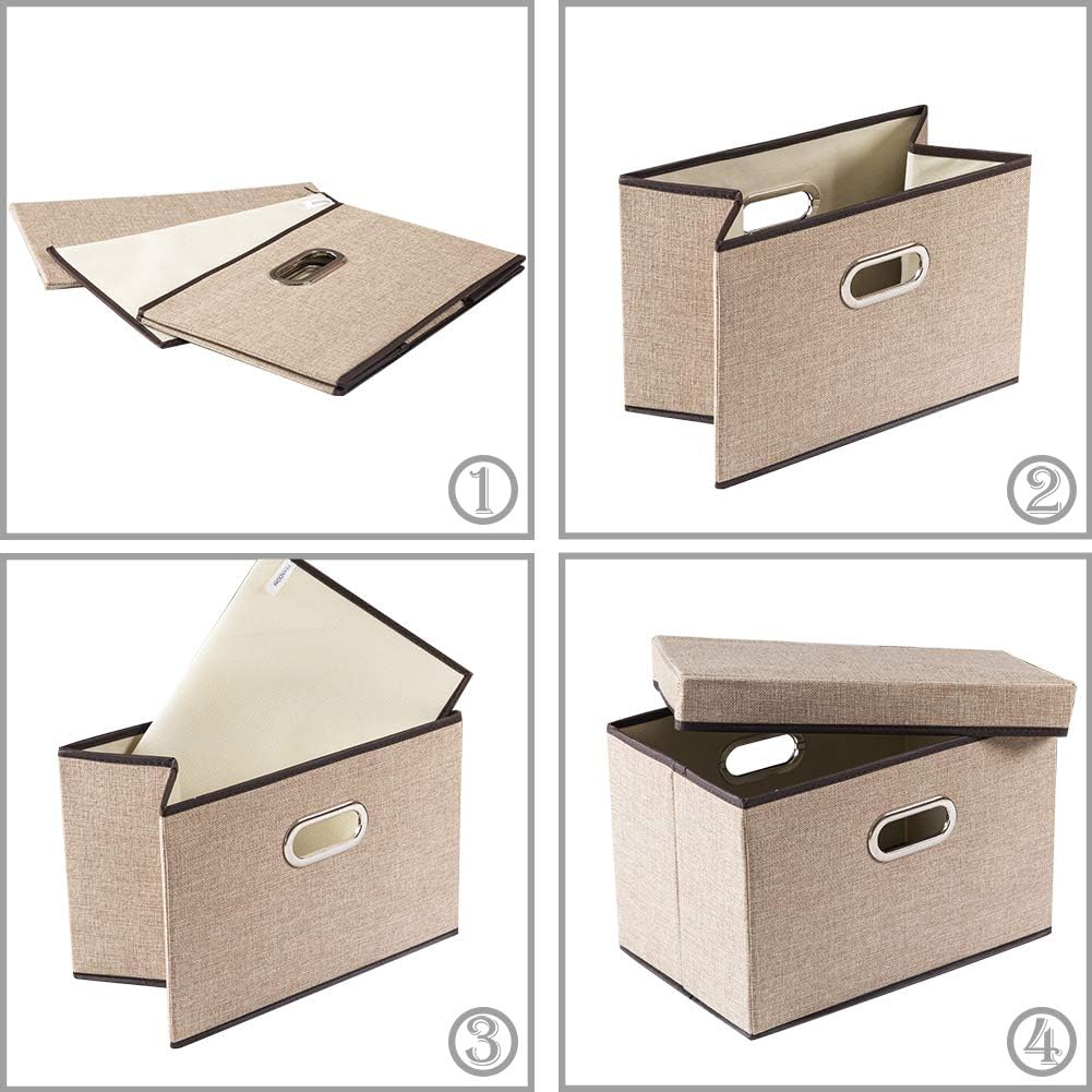 PRANDOM Collapsible Storage Cubes with Lids [1-Pack] Jute Fabric Foldable Storage Boxes Organizer