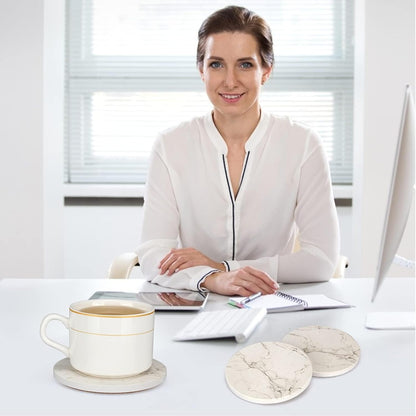 6 Pack White Marble Coaster Set with Holder Absorbent Drink Coasters Ceramic Cute Coaster Bar