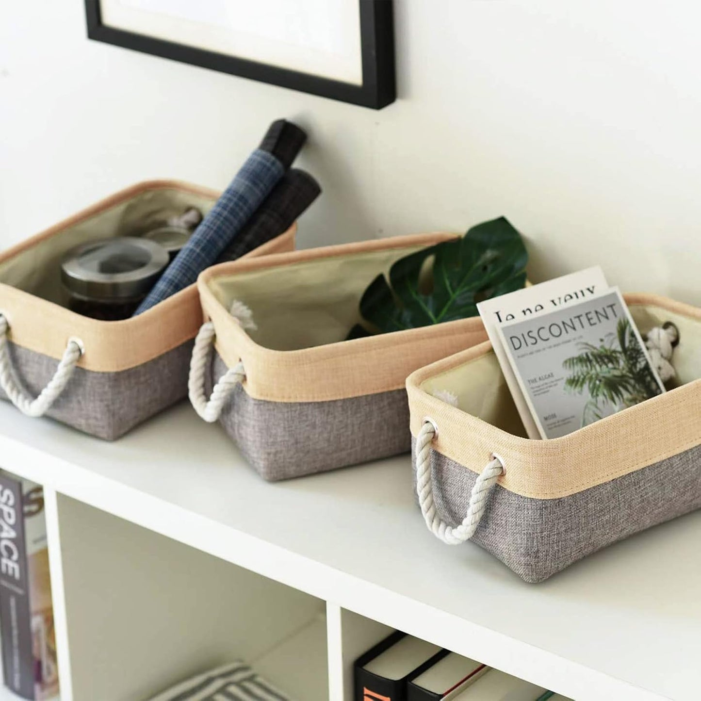TheWarmHome Storage Bins for Organizing,Sturdy Storage Basket, Decorative Foldable Storage Baskets