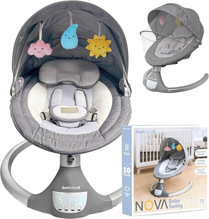 Jool Baby Nova Swing for Newborns - Electric Motorized Infant Swing, Bluetooth Music, 10 Preset
