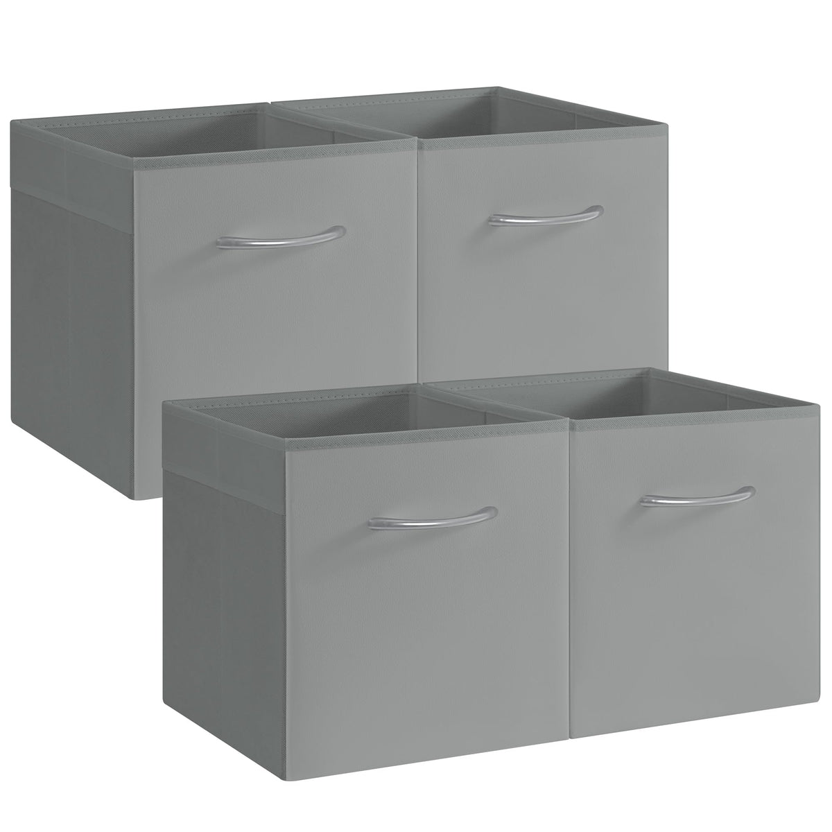 StorageWorks 11in Leather Storage Cubes, Collapsible Bins, Gray, 4-Pack