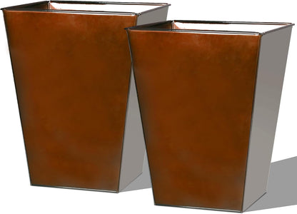 Worth Garden Large Metal Glazed Floor Planter Set of 2-14" Dia x 18" H - Luxurious Glossy Finish