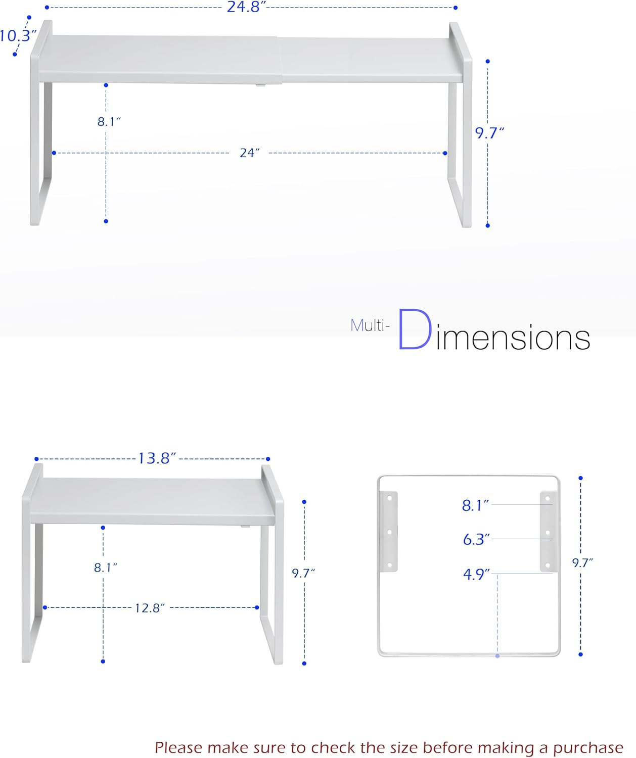 Nxconsu Cabinet Shelf Expandable Height Adjustable Shelf Organizer Riser for Kitchen Cabinet Pantry