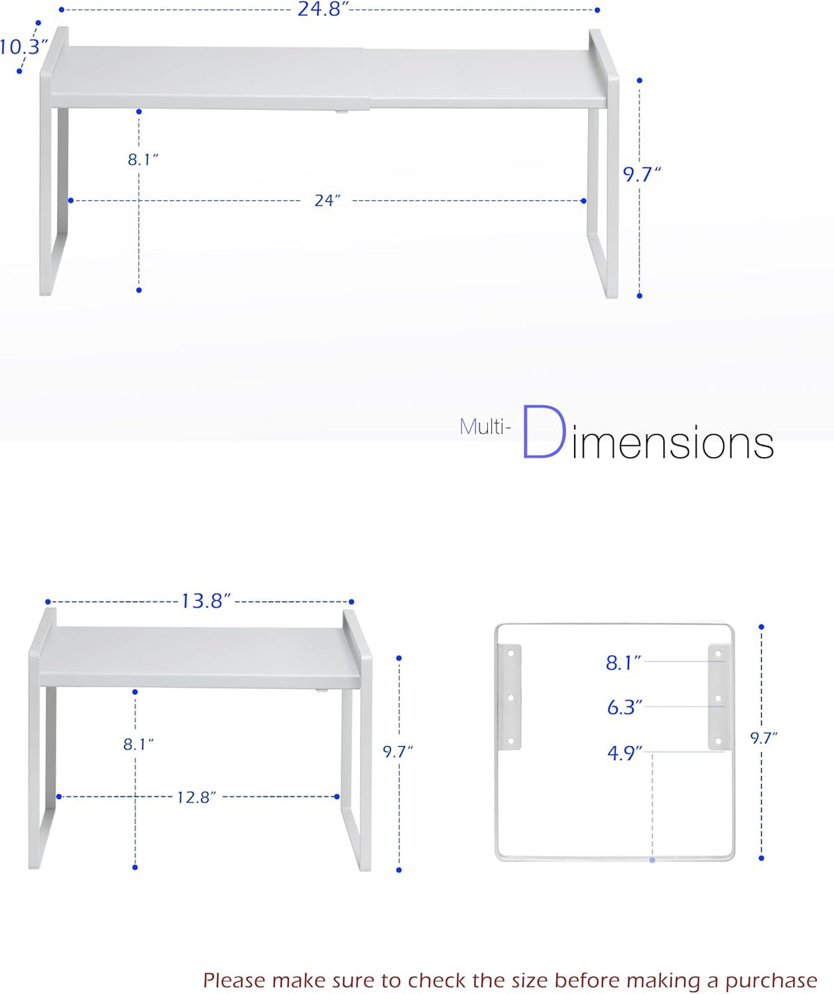Nxconsu Cabinet Shelf Expandable Height Adjustable Shelf Organizer Riser for Kitchen Cabinet Pantry