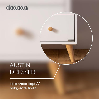 dadada Austin 5-Drawer Dresser for Nursery and Bedroom - Modern Design, Large Storage, Baby-Safe