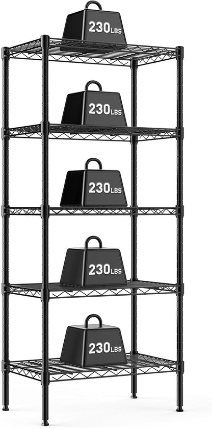 HealSmart 5-Tier Metal Wire Storage Shelves, Adjustable Standing Storage Rack Shelf, Heavy Duty