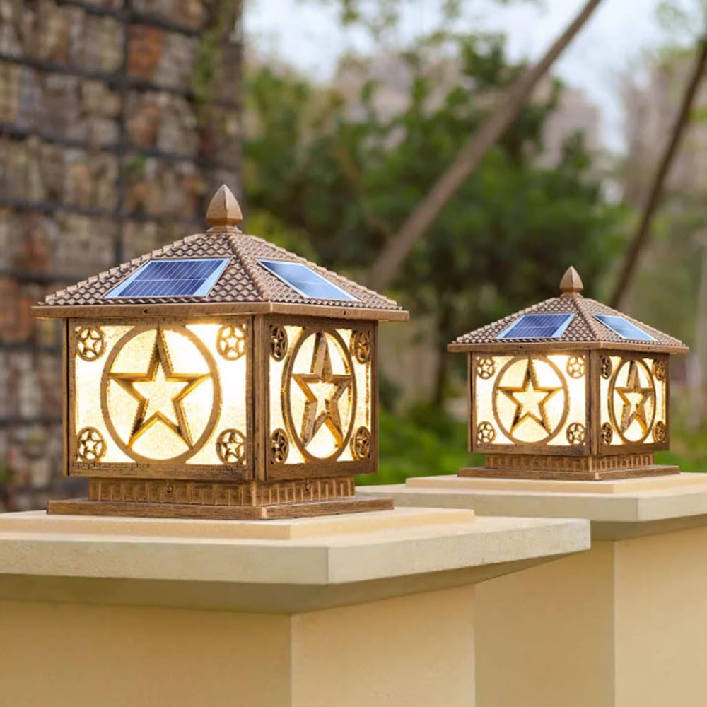 Solar Post Cap Light Modern Outdoor Fence Deck Column Cap Lamp Fence Deck Pillar Lantern Outside