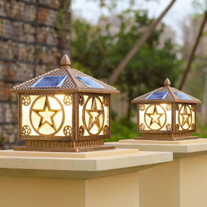 Solar Post Cap Light Modern Outdoor Fence Deck Column Cap Lamp Fence Deck Pillar Lantern Outside