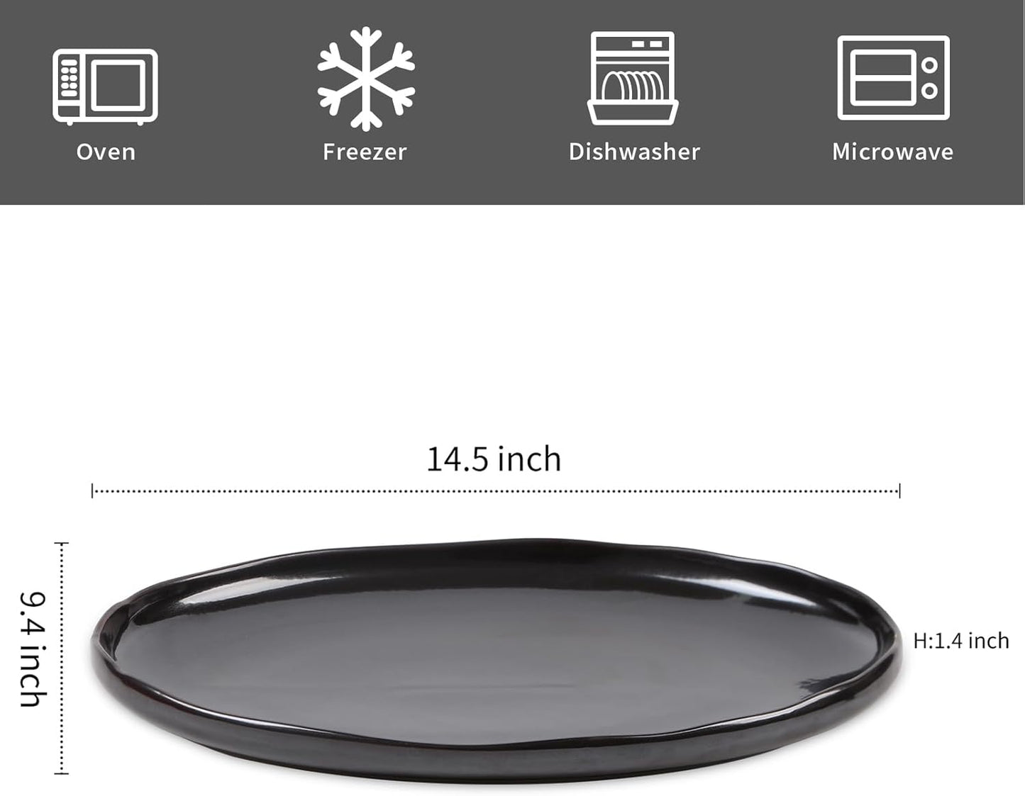 vicrays Serving Platter Ceramic Tray Plates Extra Large Oval 14.5 Inch Porcelain Dinner Plates Long