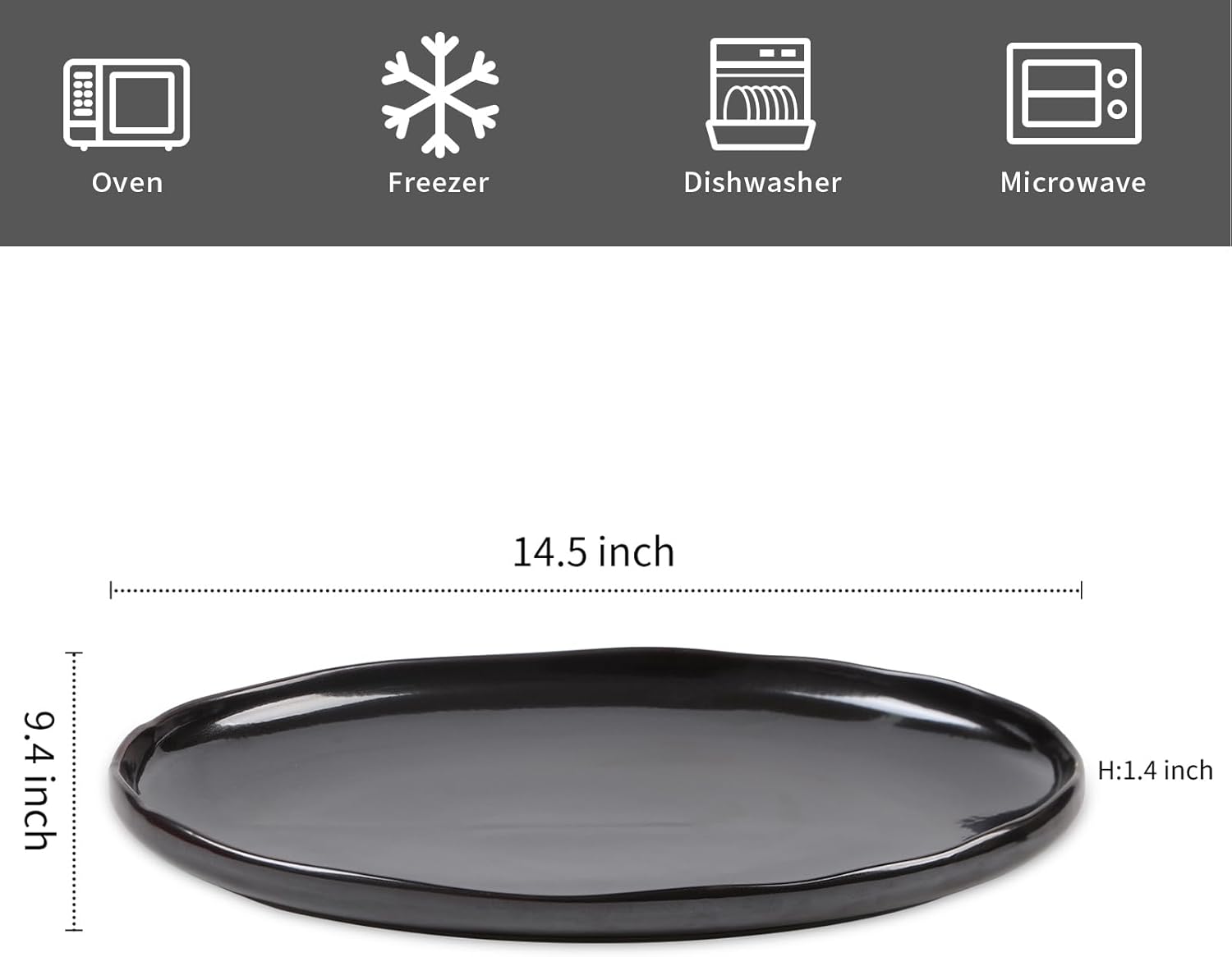 vicrays Serving Platter Ceramic Tray Plates Extra Large Oval 14.5 Inch Porcelain Dinner Plates Long